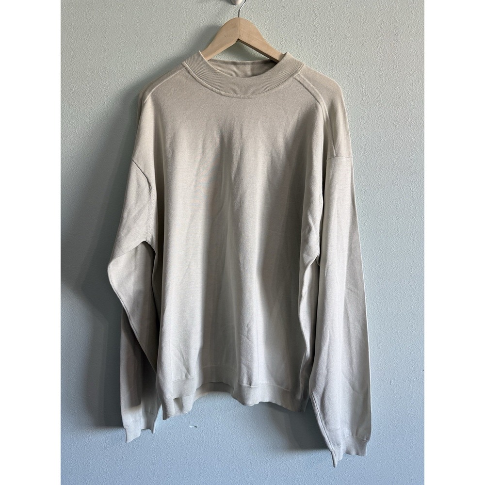 Tommy Bahama Mens XXL Silk Blend Knit Sweater Crewneck Beige Pullover 2XL